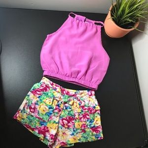 Purple and floral two piece toddler set. Size 3T